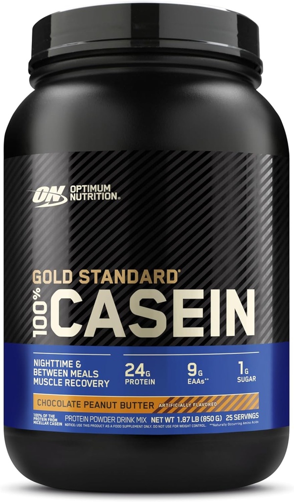 Optimum Nutrition Gold Standard 100% Micellar Casein baltymų milteliai, lėtas virškinimas, Padeda išlaikyti jums pilnas, Naktinis raumenų atkūrimas, Šokoladas žemės riešutų sviestas, 1.87 Pound (Pakavimo gegužės Vary)
