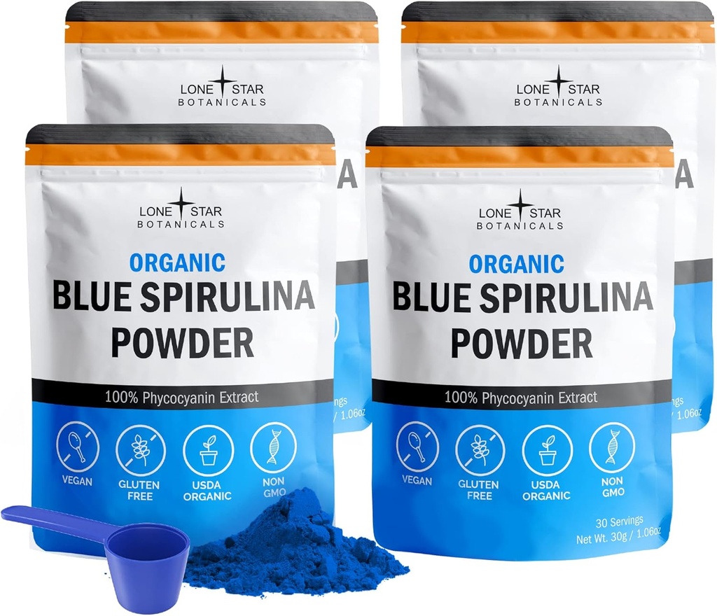 Ekologiškas mėlyna Spirulina milteliai, 120 Paslaugos - 100% Pure Superfood Blue- Green Algae, Natūralus maisto dažymas Smoothies & proteinų gėrimai - Ne GMO, Gluten- Free, Vegan + USDA Sertifikuotas, No Fishy Smell