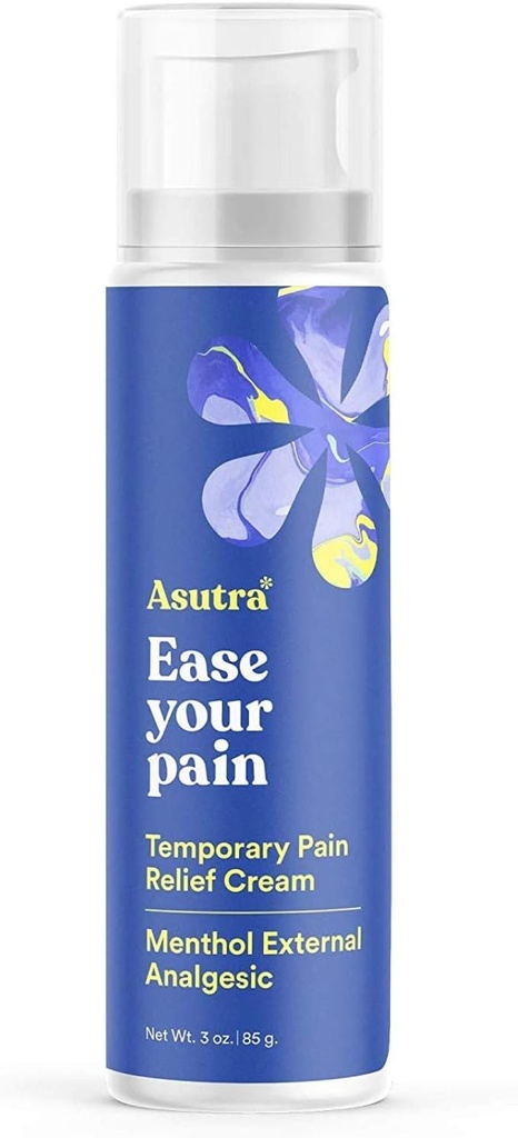 ASUTRA Relief Cream, 3 oz - Cooling Sensation, Temporary Relief from Muscle Discomfort and Soreness, 4% Menthol, Arnica Montana, and Dimethyl Sulfone (MSM)