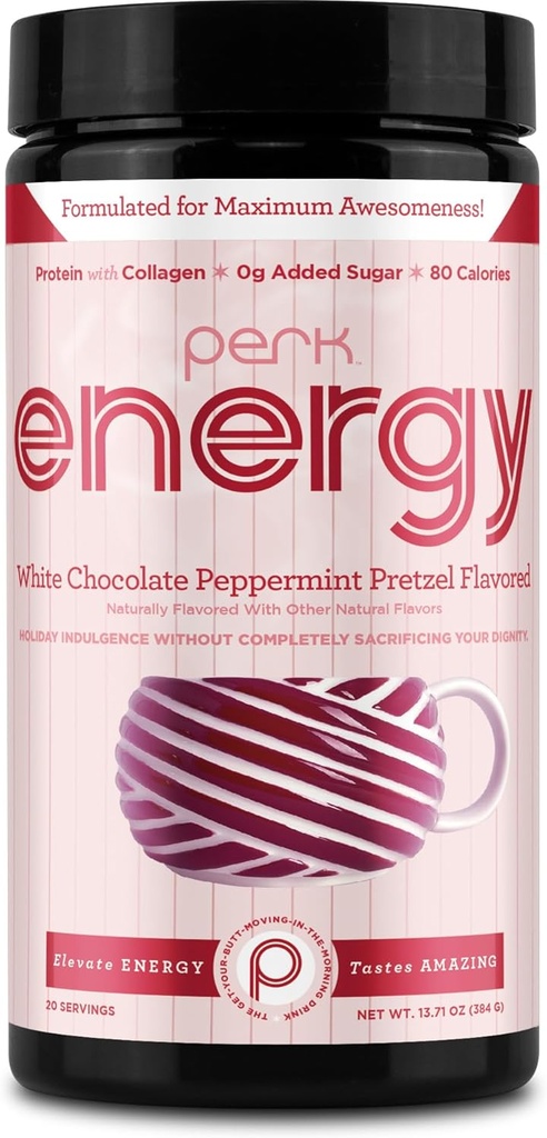 Perk Energy Original White Chocolate Pipirmėčių gėrimų mišinys (20 Paslaugos) - Gluten Free, Soja Free, Peanut Free