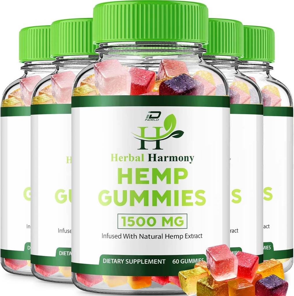 Herbal Harmony Gummies for Men and Women - Herbal Harmony Gummy, Herbal Harmony Infused with Hemp Extract, Herbal Harmony Natural Hemp Supplement Reviews (5 Pack - 300 Gummies)