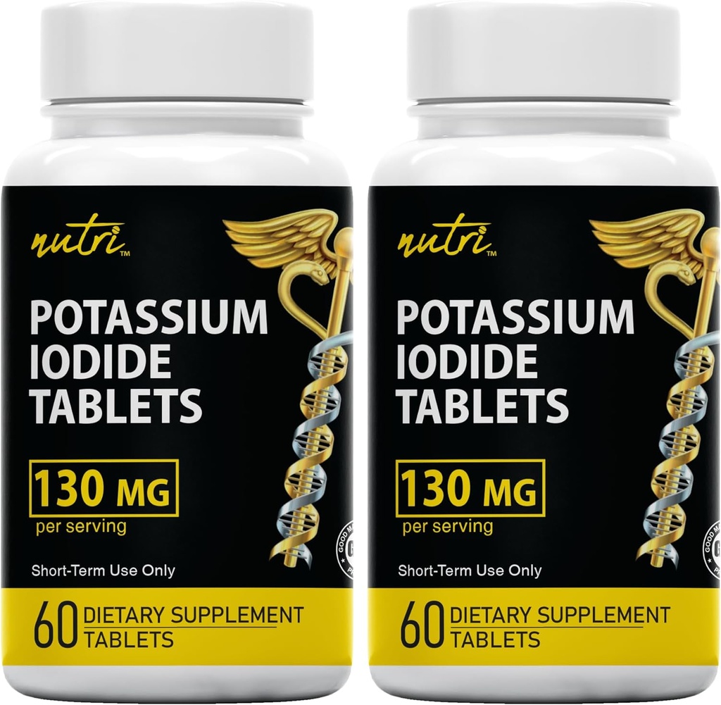 Nature's Fusions Potassium Iodide Tablets (Pack of 2) 130mg - 120 Tablets EXP 10/2032 - YODO Naciente - KI Pills - Yoduro de Potasio