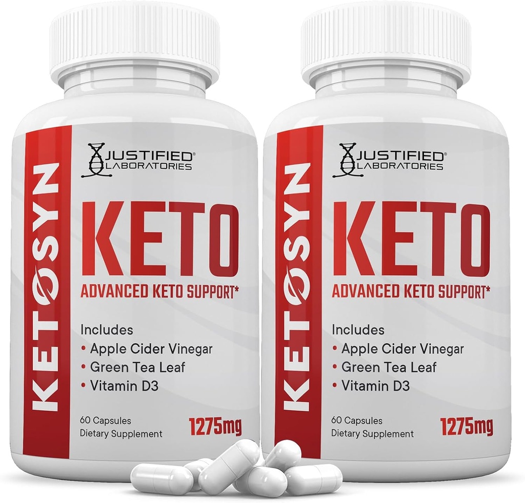 (2 pack) Ketosyn Keto ACV piliulės 1275MG Keto palaikymo blauzdos kapsulė, alternatyvi Keto ACV gummies, suformuota Apple Cider Active Extra Virgin Olive Oil Mill Green Tea Leaf 120 Capsules