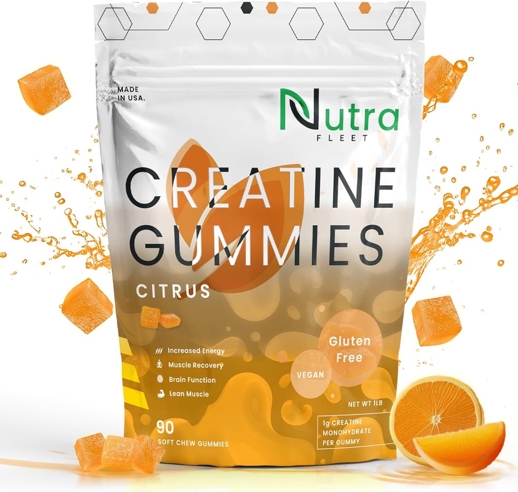 Kreatino monohidratas Gummies - 5g kramtomųjų monohidratas gummy vyrams ir moterims - padidinti jėgą, raumenų statybininkas - Padidina energijos & Focus - Mažas kalorija, Vegan & Gluten nemokamai