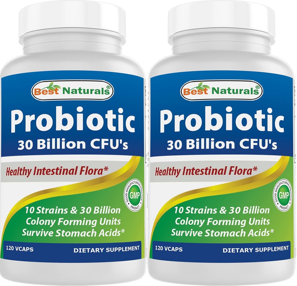 Geriausi Naturals Probiotic 10 Trans 30 Billion Shall Stable 120 Veggie Caps (120 grafas (2 rinkinys))