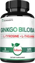 1000 mg Ginkgo Biloba papildai su L- tirozinu, L- Theanine - 120 kapsulės 2-mėnesių tiekimo - Parama Focus, Mermory funkcija, smegenų sveikata & Vizija kokybė