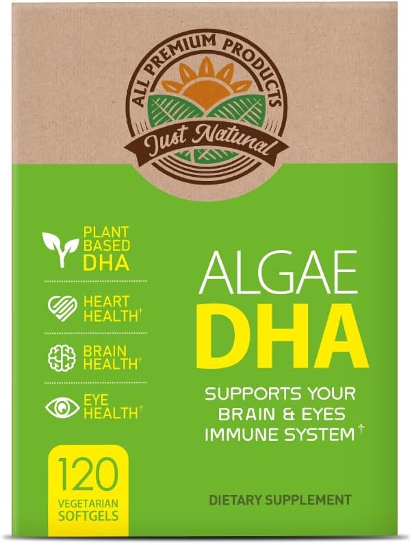 Algae DHA 120 Softgels x 1 Box - Vegan Omega-3 Addition, Pure Plant-Based Carrageenan, DHA ir Algae Oil (120 Count)