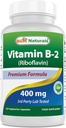 Geriausi natūralūs vitaminai B2 (riboflavinas) 400mg - Migrena Relief - Veggie Capsules - Conezyme Prekursor - 120 Count