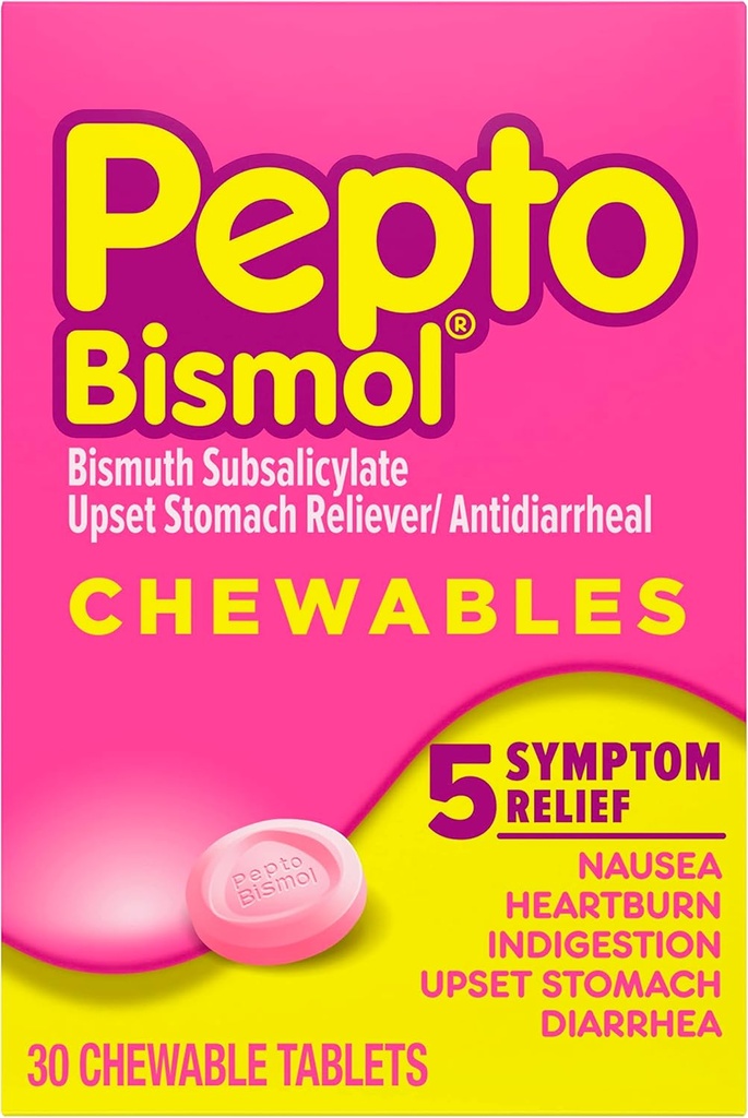 Pepto Bismol Pepto- Bismol kramtomosios tabletės, 30 ct,