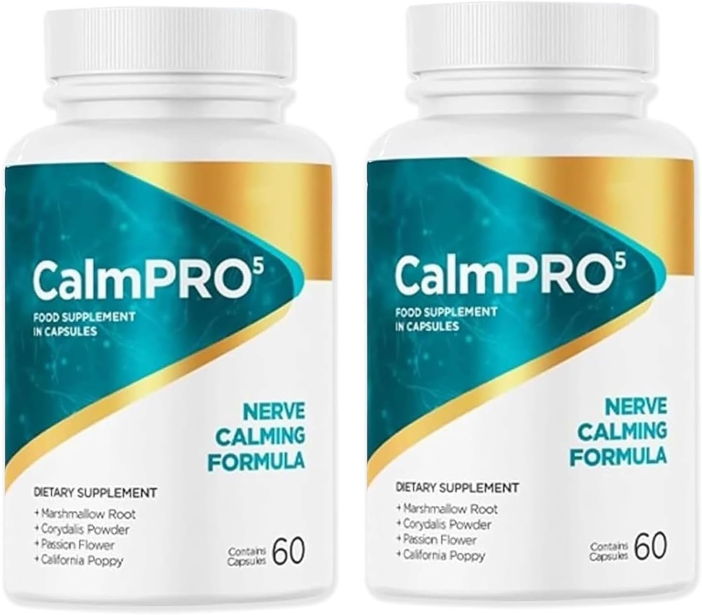 2 pakuotės Calmpro5, Calmpro5 Nerve Capsules, 2025 Atnaujinti Calmpro5 Nerve Calmining Formulės kapsulės, Nr Dirbtiniai konservantai, Nr pieno (2 buteliai)
