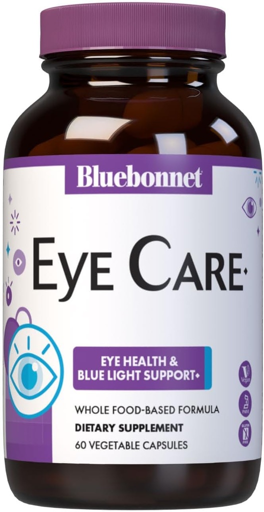 Bluebonnet mitybos akių priežiūros Macular & Blue, Eye Health & Blue Light Support *, Vegan, Kosher- Certified, Gluten- Free, Dairy-Free, 60 Daržovių kapsulės, 30 Paslaugos