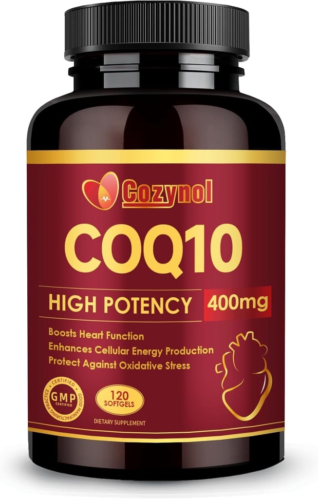 CoQ10 400mg Softgels su Omega 3 & PQQ, Galingas antioksidantas širdies sveikatai ir energijos gamybai, 120 Count