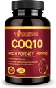 CoQ10 400mg Softgels su Omega 3 & PQQ, Galingas antioksidantas širdies sveikatai ir energijos gamybai, 120 Count