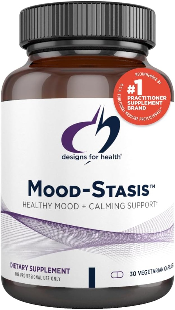 Dizainas sveikatos Mood- Stasis - 5 -MTHF Metil Folate + Metil B12, Saffron ekstraktas Mood Support & Calmining Support (30 kapsulių)