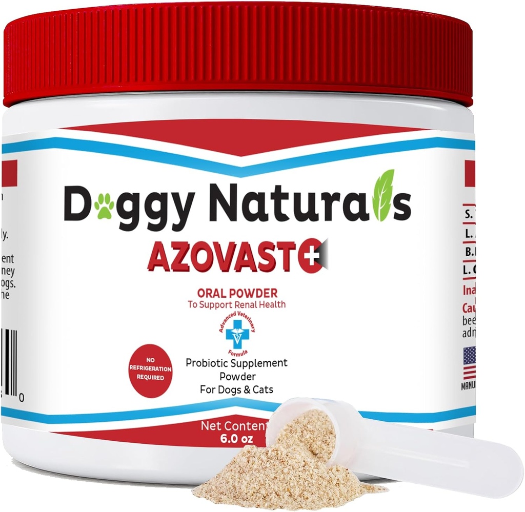Azovast Plus inkstų sveikatos priedas šunims ir katėms, geriamieji milteliai (6 Oz) - (120 dozės / žar) NO Šaldymo reikia - Pagalba remti inkstų funkcija & Tvarkyti inkstų toksinus (Pagaminta JAV) (6 Oz)