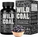 Wild Foods Activated Charcoal Capsules | 100% Organic Coconut Shells Active Tablets for Bloating & Hangover | Lab Tested & Non-GMO Detox Pills | Made in USA (120 Capsules)