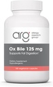 Alergijos mokslinių tyrimų grupė Ox Bile 125 mg - Ox Bile papildai tulžies pūslei, Digital fermentai kepenims, riebalų kaupimosi palaikymas, vyrams ir moterims, hipoalergeninė formulė - 180 Vegikaps
