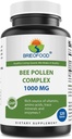Brieofood Bee Pollen Complex 1000 mg 120 tablečių - Pagaminta su Bee Pollen, Bee Propolis, & Royal Želė milteliai