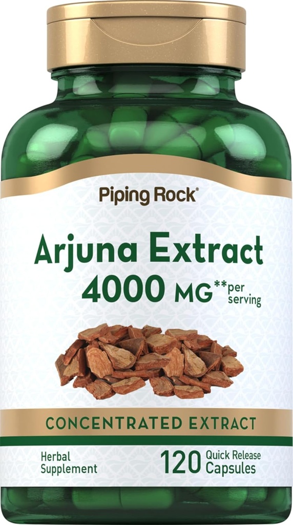Piping Rock Arjuna Extract (Arjuna) 124; 4000 mg Ş124; 120 Capsules (Arjuna Bark Herb) 124; Koncentruotas augalinis priedas ne- GMO, Gluten Free