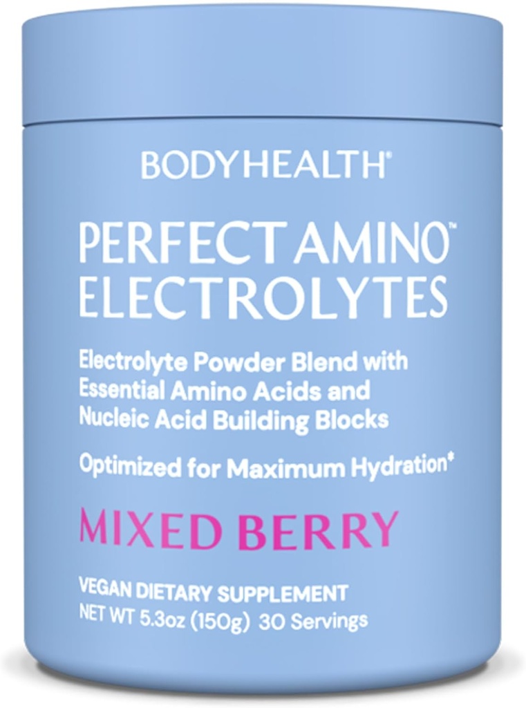 BodyHealth Perfect Amino Electrolytes Mill No Sugar, Keto Sugar Free Fasting Electrolytes Drink Mix, Hydration Mill with Trace Minerals - Mišrios uosio - 30 Paslaugos