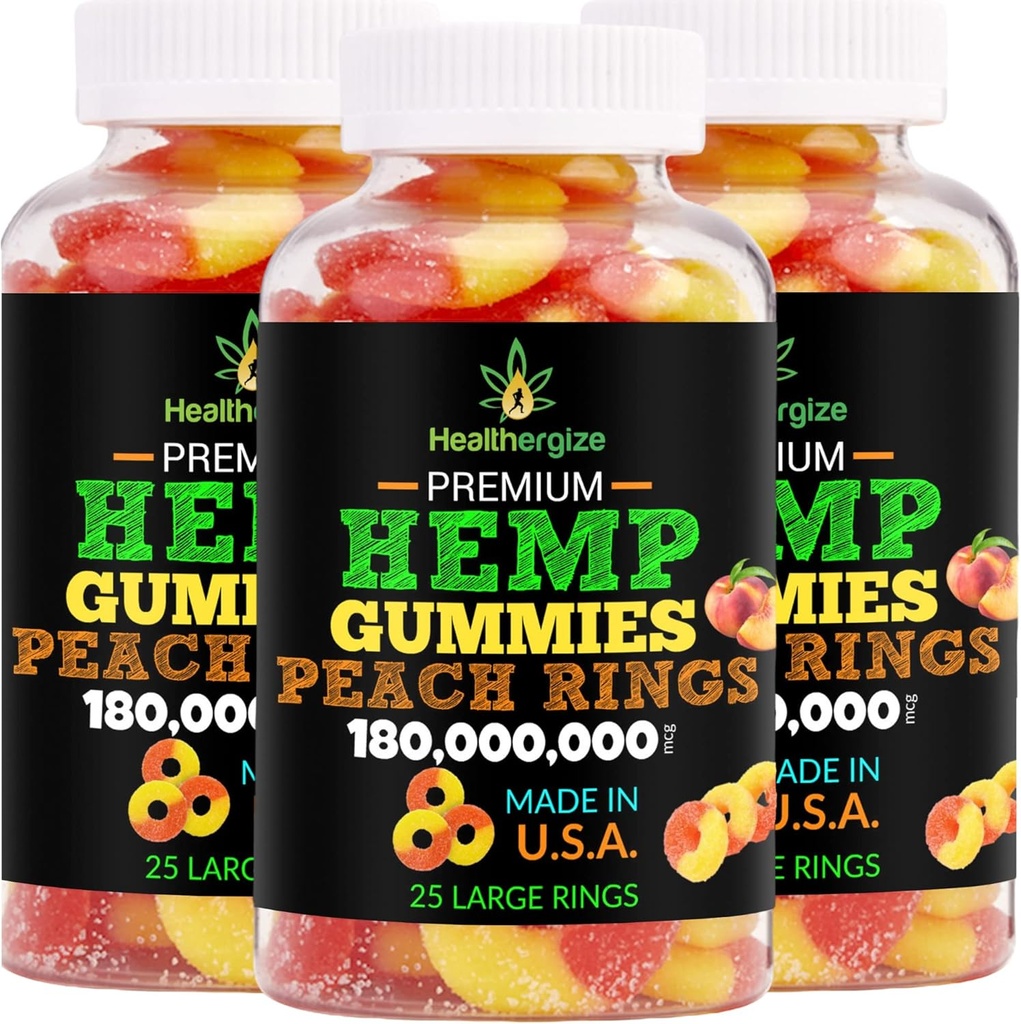 3PACK Hemp Gummies Premium HempOil Fresh Rings Hemp Gummy- už miego, ramybė, atsipalaiduoti, šiltnamiai - Natūralus interjeras JAV