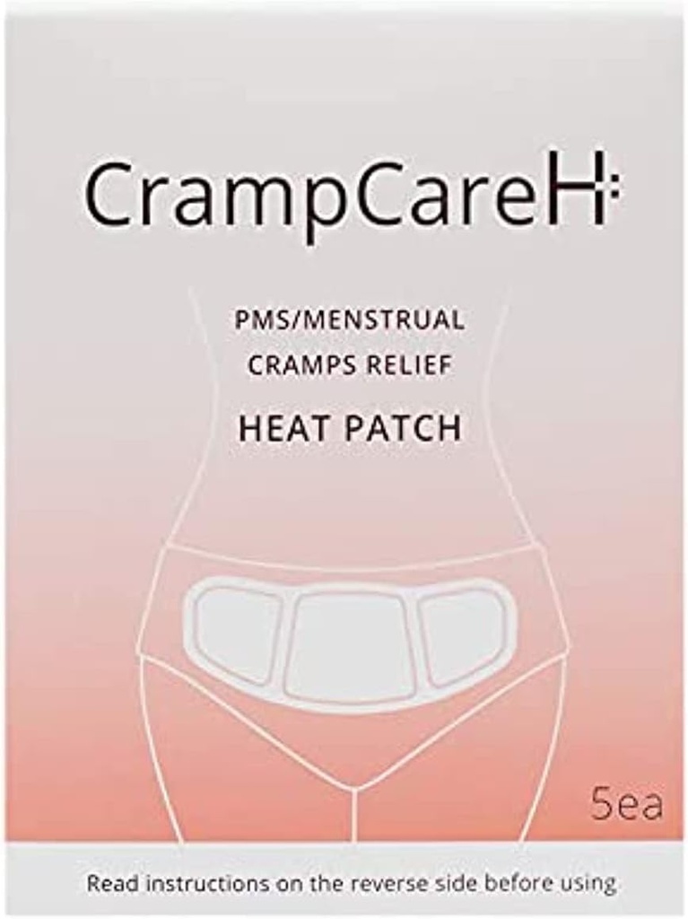 (5 pleistrai) CrampCareH PMS / Menstrual Cramms Relief Heat Patch su Wide Wings, FDA Registruotas