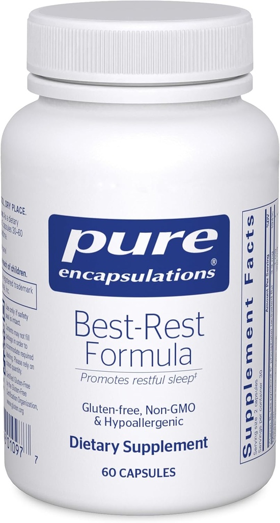Pure Encapsulations Best- Rerest Formulė - Palaiko neramus miego - atsipalaiduoti - Restora miego papildas - Non-GMO & Vegan - 60 kapsulės