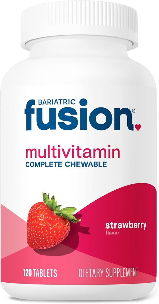 Bariatric Fusion Bariatric Multivitaminas su geležimi pilnu kramtomu 124; braškių ir žemuogių 124; Post bariatric Vitaminai, skirti gabric Bypass ir Sleeve Gastrectomy, 124; vieno mėnesio tiekimas