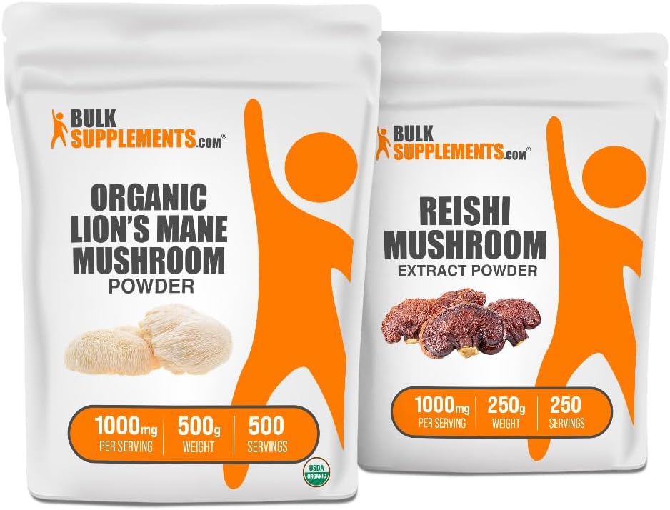 BulkSupplements Organic Lion's Mane Mushroom Extract + Reishi Mushroom Extract Bundle