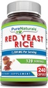 Pure Naturals Red Yeast Rice 1200 Mg per Serving, 240 Capsules Addition, Non-GMO, 124; Gluten Free, JAV