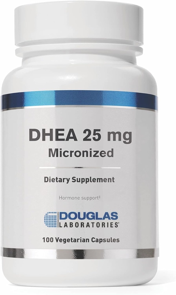 Douglas Laboratories DHEA 25 mg Capsules - Micronized - Hormonų pusiausvyros, imuniteto, smegenų, kaulų sveikatos ir metabolizmo palaikymas * - Non- GMO - 100 vegetariškų kapsulių