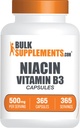 BulkSupp. com Niacino kapsulės - Niacino papildas, vitaminas B3 - Gluten Free, 1 Kapsulė per Tarnybą, 365 kapsulės (pakuotė 1)
