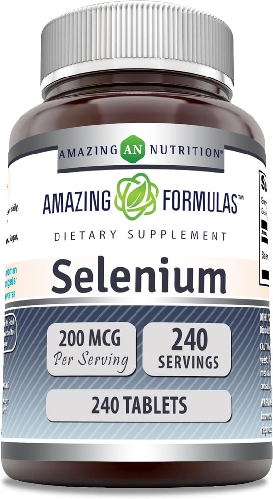 Nuostabi formulė Selenium 200 Mcg Bendrijoje 124; Tablečių priedas (124; Non-GMO) 124; Nemokamas glutenas 124; Pagaminta JAV (1 paketas)