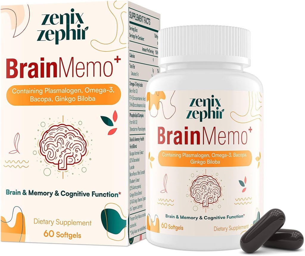 Brain Supplements for Memory and Focus - Phospholipid Complex with Omega-3,Plasmalogens for Cognitive Performance and Focus Enhancement - Non-GMO, 60 Days