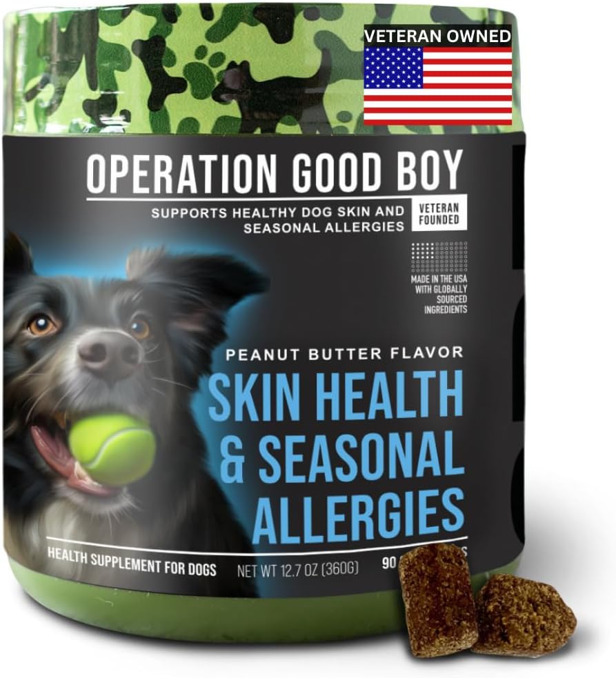O.g.B. Operacija Geras berniukas - SRE: Oda / Coat / Alergija priedas gyvūnams augintiniams - 90 Count Minkšti Chews - 12.7 oz - Pagaminta natūralių ingredientų - Veteran Nuosavybės