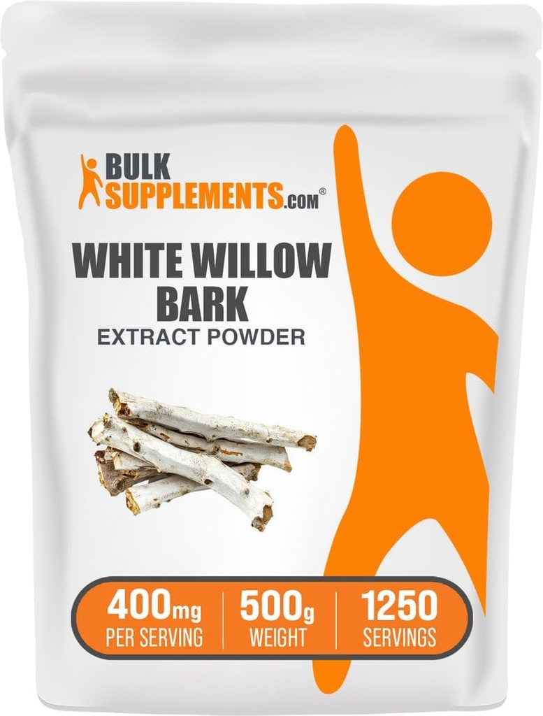 BulkSupples.com Balta Willow Bark ekstraktas Milteliai - žolelių papildas, Balta Willow Bark milteliai - Gluten Free, 400mg per Serving, 500g (1,1 lbs) (Pakuotėje yra 1)