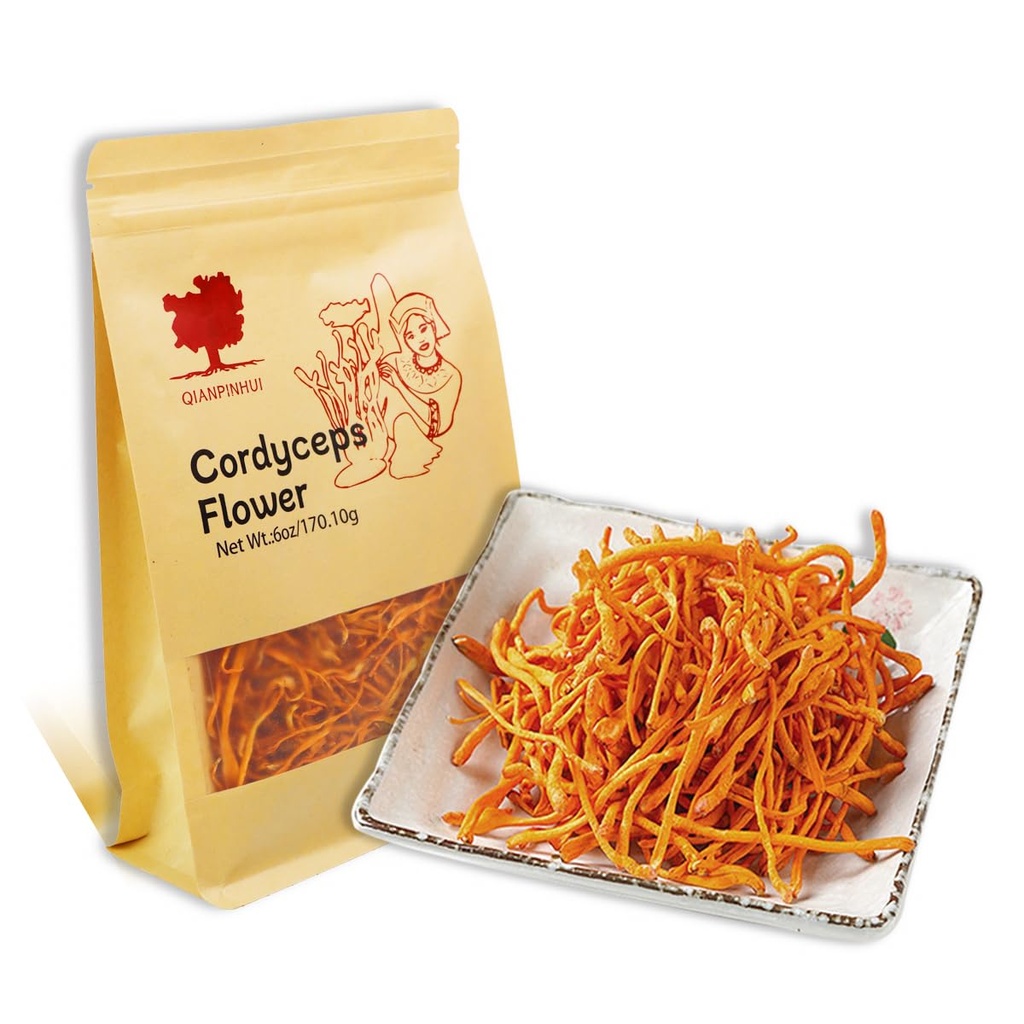 QIANPINHUI Cordyceps Gėlių visa džiovinta Cordyceps grybų 6oz - Padeda sumažinti nuovargį, padidinti energiją sriubos / virimo / aušinimo / arbata gamyba