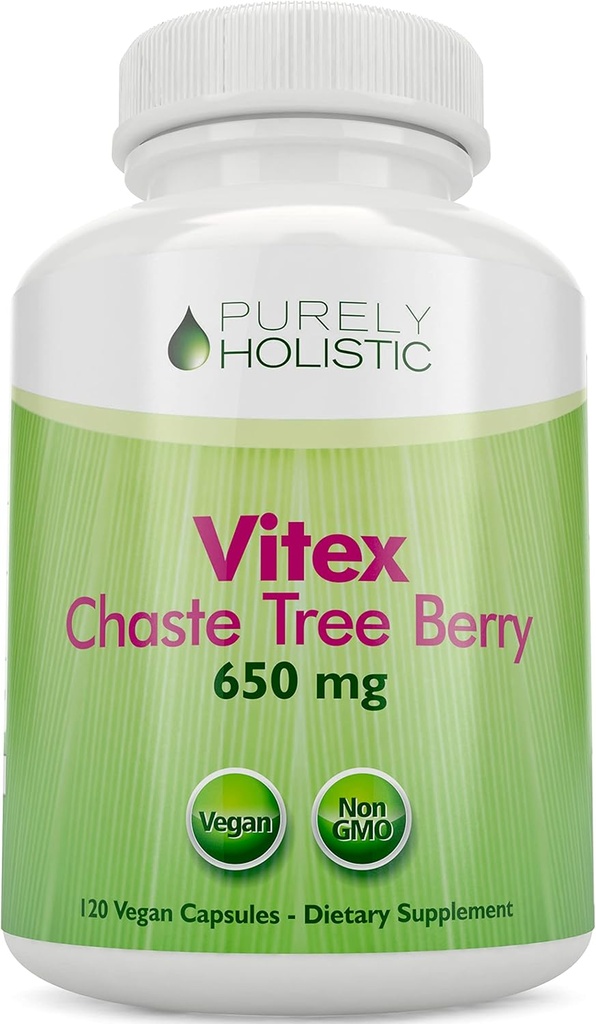 Vien tik Holistinis Chasteberry Vitex priedas 650mg - 4 mėnesių tiekimas 120 Vegan Capsules Agnus- Castus Chaste Tree Berry Capsules Palaiko Normalus Hormono balansas moterims