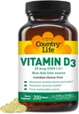 Country Life Vitaminas D3 1000 TV Minkšti geliai, didelis, 200 sg, 200 Count