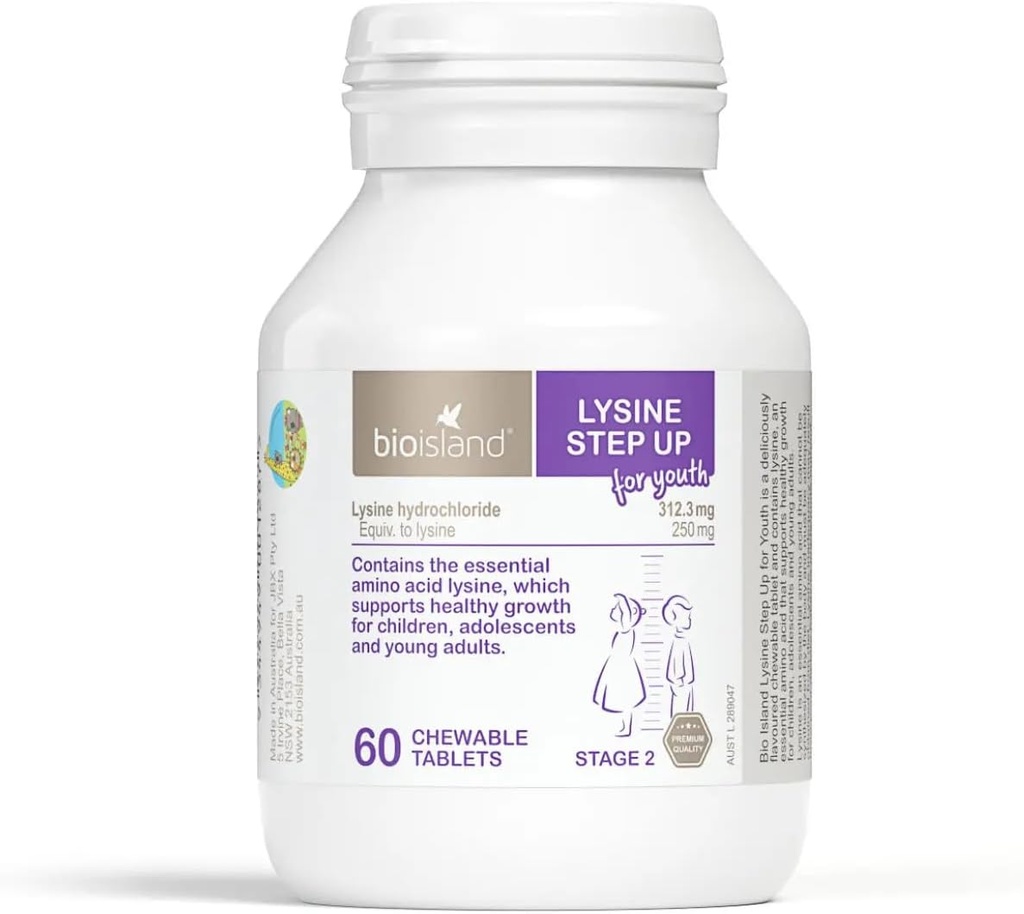 Bio Island Lysine Step Up for Youth 60 Chewable Tablets