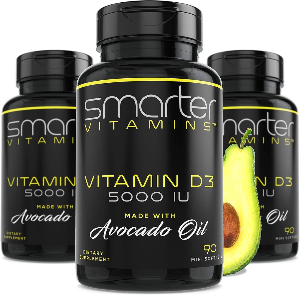 (3 pakuotė) Smarter Vitaminas D3 5000 TV Avocado aliejus 125µg 270 Mini Softgels