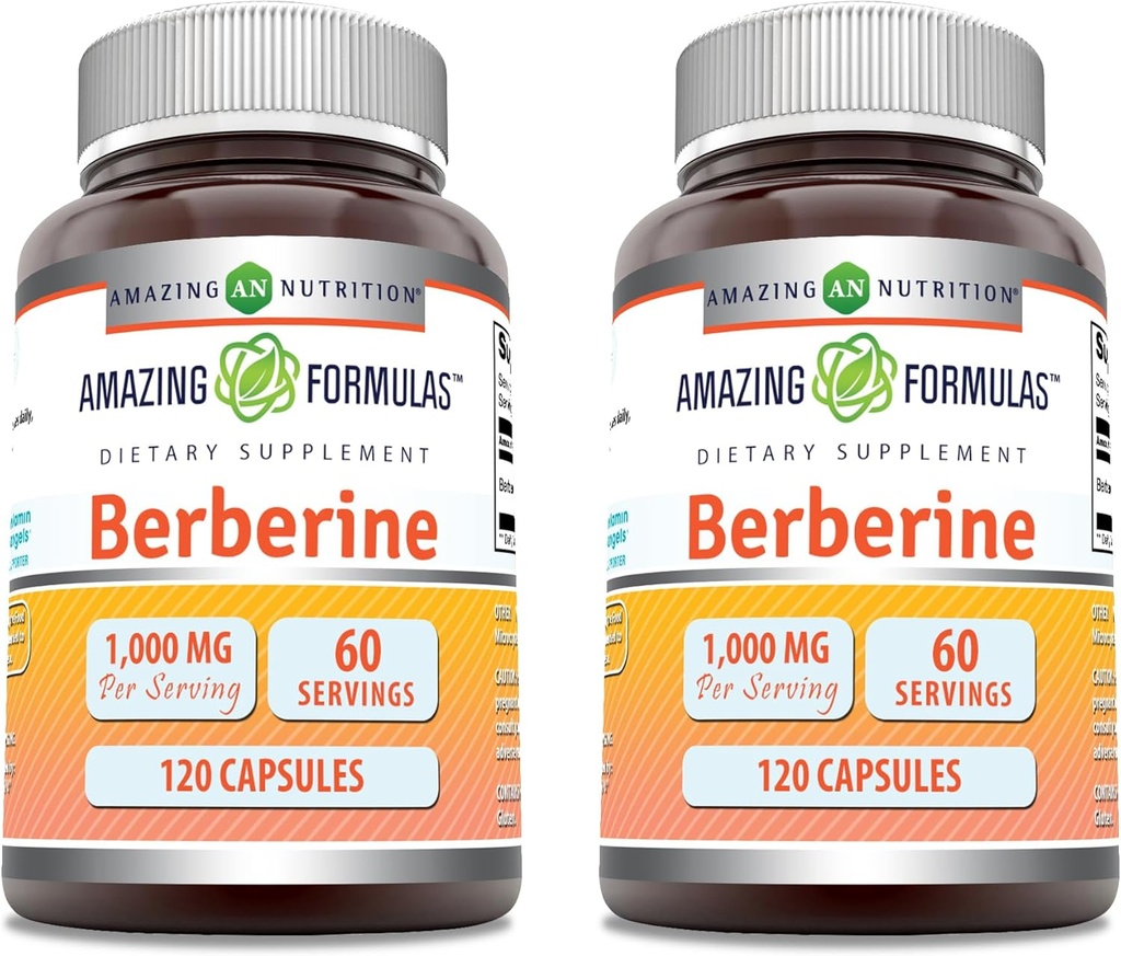 Nuostabios formulės Berberine 1000mg vienam servicing capsules Addition - 124; Non GMO) 124; Gluten Free 124; Pagaminta JAV (120) 124; 2 Pack)