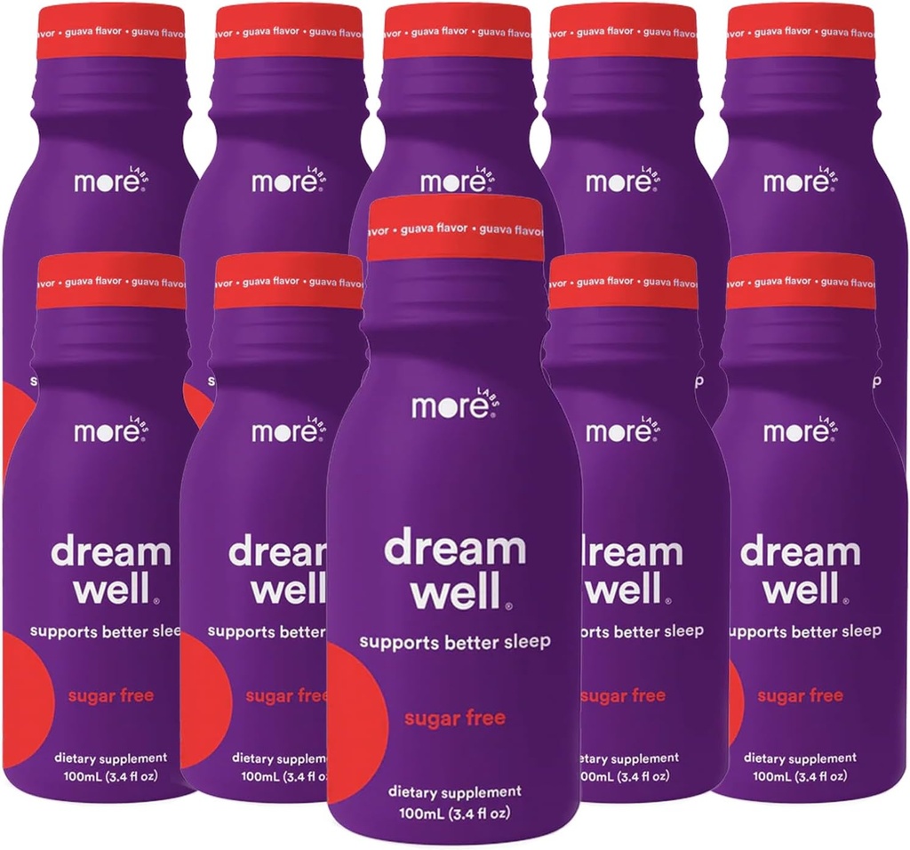 Daugiau Labs Dream Well Holistic Miego Shot Support 10 Pack Bendrijoje 124; Non-Habit Forming Bendrijoje 124; Lemon Balm, Melatoninas ir glicinas 124; Miego palaikymo sprendimas