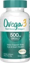 OVEGA-3 Plant-based Omega-3 iš Algal Oil Daily Addition, 500mg, Palaiko smegenų, Akių ir širdies sveikatos, Du mini softgels per dieną, 60 Count