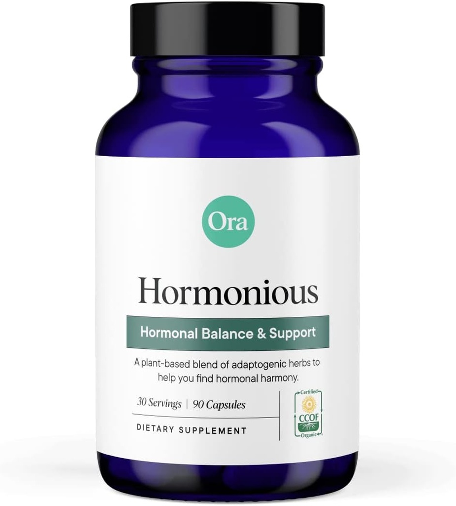 Ora Organic Natural Hormone Balance Addition & Hormons Acne Relief for Women - Support Skin, Mood, Energy, PMS & Menopase - Ashwagandha, Maca, Burdock Root, Cordyceps & VIT C - 90 Capsules