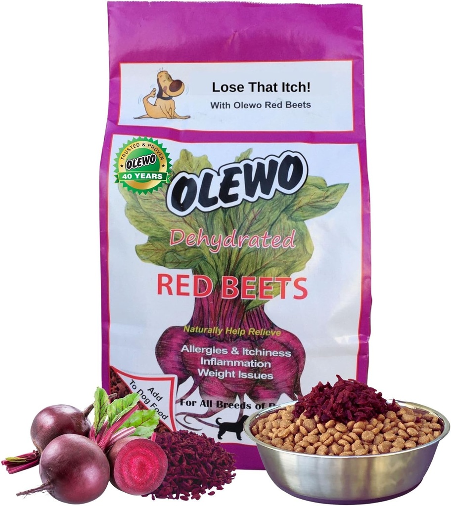 Olewo Original Red Beets for Šunims - Natūralus šuo anti Itch, šuo Maistas Topper, Odos & Coat Parama - Dehidratuotos daržovės šunims, Šunų papildai ir vitaminai, Toppers šunims, Pluoštas šunims, 5,5 lbs
