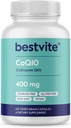 BESTVITE kofermentas CoQ10 400mg (120 vegetariškų kapsulių) Natūraliai fermentuotas - No Stearates - Vegan - Gluten Free - Ne GMO