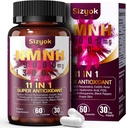 11-in-1 NMNH (Dihidronikotinamido mononukleotido), 600 mg vienam serviniam, NAD + priedas su Resveratrol, CoQ10, siekiant palaikyti NAD + Anti- senėjimo lygis, NMNH priedas, 60 Count, 30 dienų tiekimas - 91