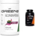 JYM Greens Super Food Blueberry Acai Powder with Spirulina & Vita JYM Multivitamin for Athletes 60 Tablets