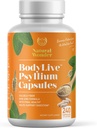 BodyLive Pyllium Husk Pluošto kapsulė Non- GMO 725 mg, 240 kapsulių (1450 mg / porcijai, 120 Tarnybų) Colon Cleanse priedas, Reguliarumas, sveikas virškinimas, prebiotikas, laksatyvas, širdies sveikata